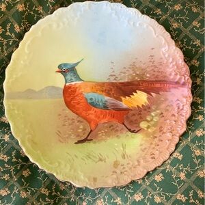 Antique B&H Limoges France Pheasant Plate Game Bird